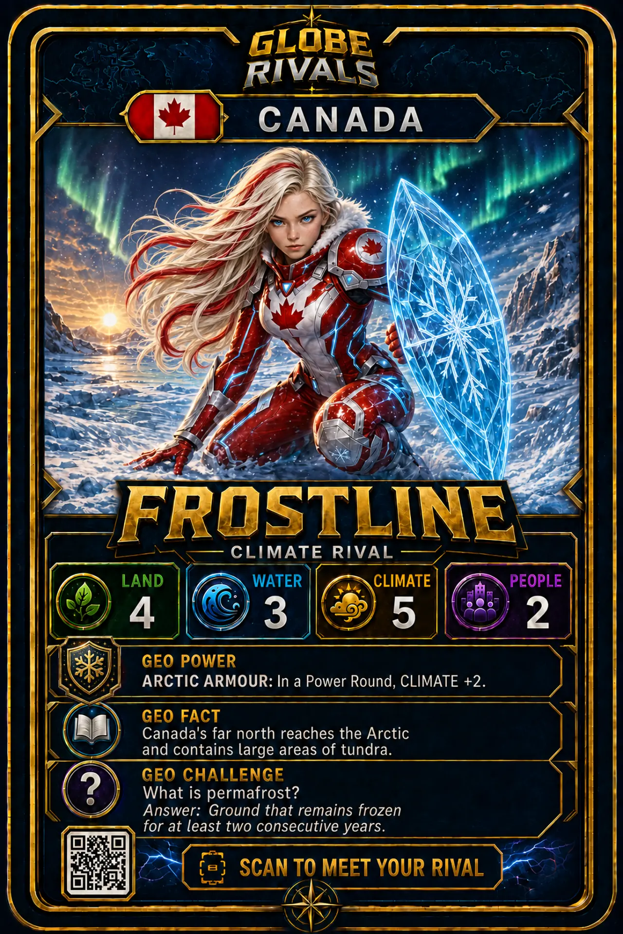 Frostline official Globe Rivals card, Canada