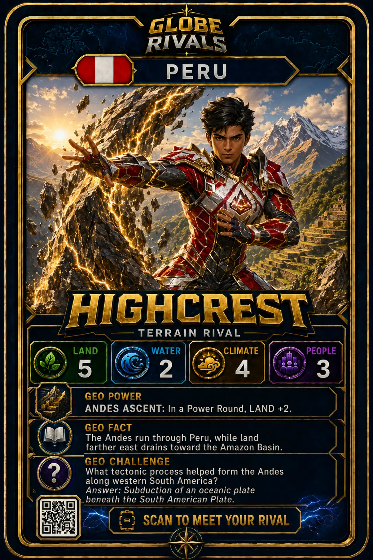Highcrest official Globe Rivals card, Peru
