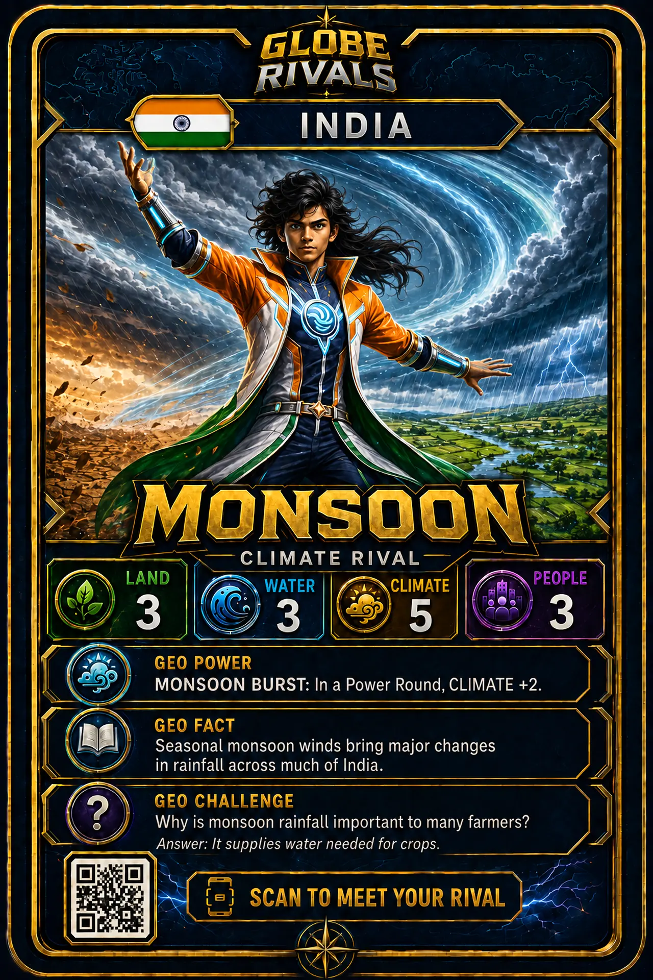 Monsoon official Globe Rivals card, India