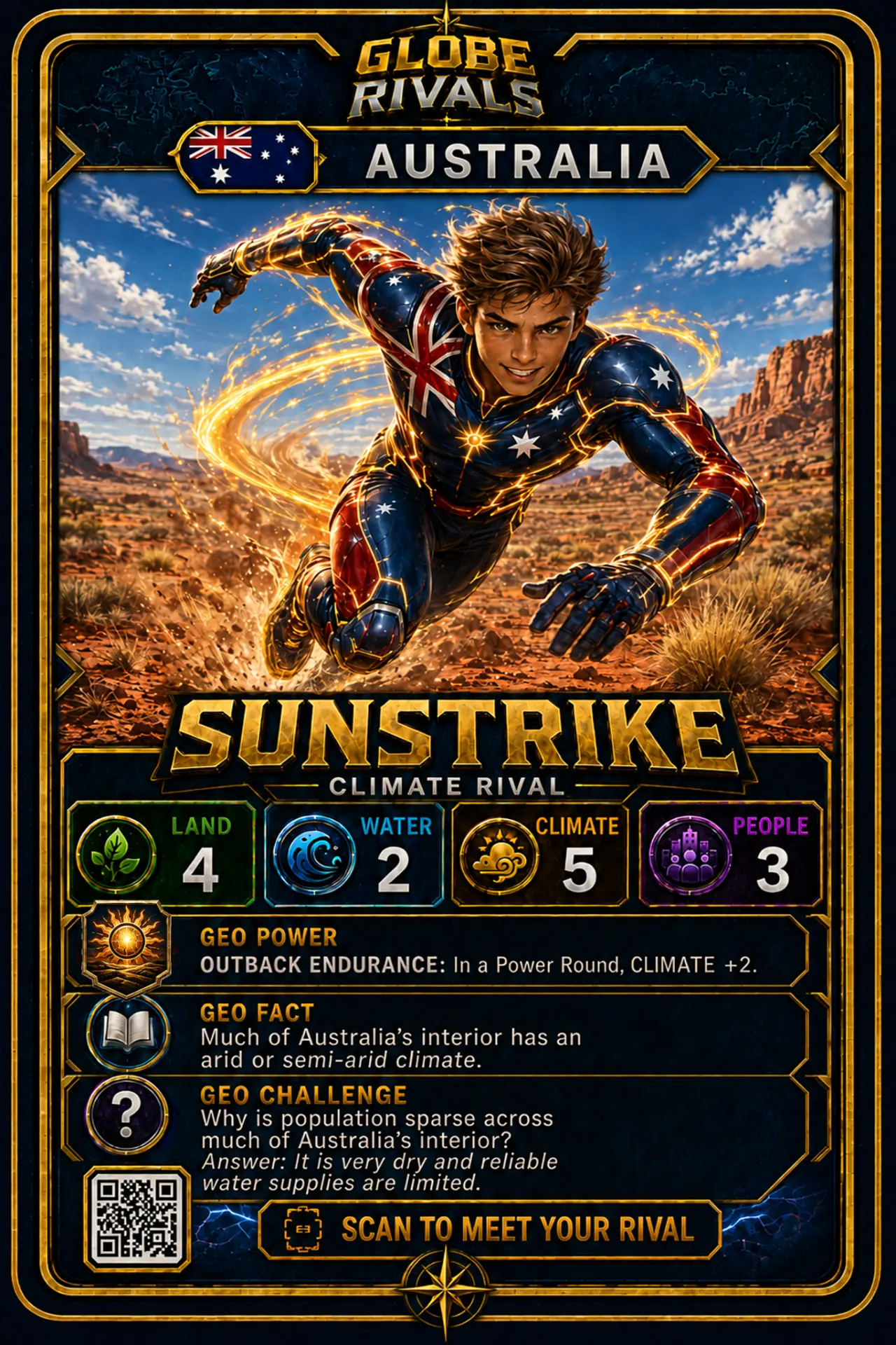 Sunstrike official Globe Rivals card, Australia